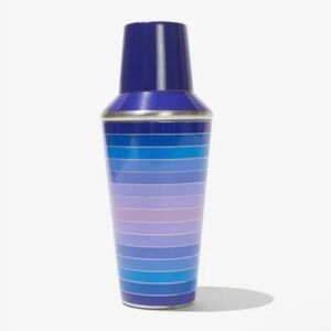 Jonathan Adler Scala Cocktail Shaker Blue Purple Striped Stainless Steel 18.4oz